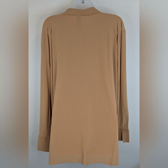 Norma Kamali Quiet Luxury Minimalist Capsule Neutral Preppy Elevated Chic Top LG - Picture 5 of 8